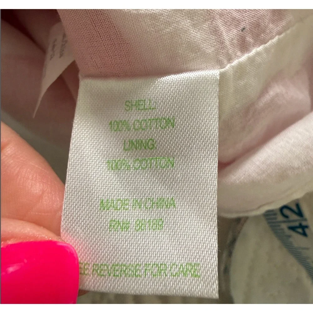 LILLY‎ PULITZER Mini Skirt Wms XL Pink/White Striped Cottage Core Preppy Cotton